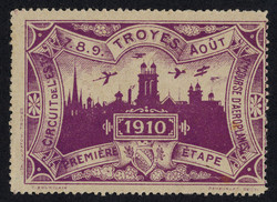 Etape de Troyes - 1910. Advertisement vignette of the "Circuit de ...