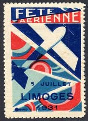 Limoges - 1931. Advertisement vignette "Fete Aerienne 5 Juillet ...