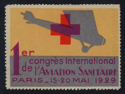 Paris - 1929. Vignette "1er congrès International de l'Aviation ...