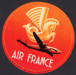 Kofferaufkleber der Air France, orange.