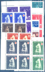 Kroatien, Rotes Kreuz, kompletter Satz im postfrischen Viererblock, ...