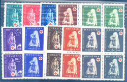 Kroatien, Rotes Kreuz, kompletter Satz im postfrischen Viererblock, ...