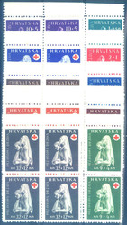 Kroatien, Rotes Kreuz, kompletter Satz im postfrischen Viererblock, ...
