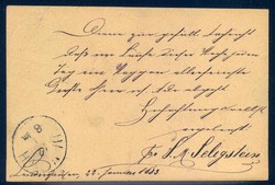 5 Pf lila Ganzsache 1883 mit Halbkreisstempel Hofheim nach Culmbach.