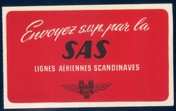 SAS , Linges Aeriennes Scandinaves,  Aufkleber.