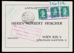 Deutsches Reich, 23.5.1927 Flugpostkarte Halle(Saale) nach Wien über ...