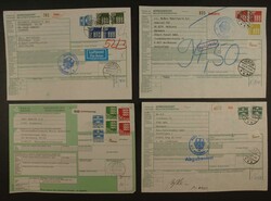 Kleiner Posten von 16 Auslands-Paketkarten mit hohen Frankaturen. ...