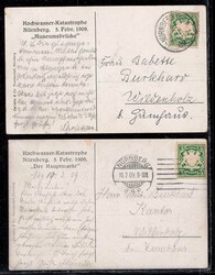 Hochwasser Katatstrophe Nürnberg 5. Feb. 1909. 2 echt gelaufene ...