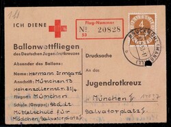 Bruckmühl 12.5.1953, Ballonpostkarte des Wettfliegen des Deutschen ...