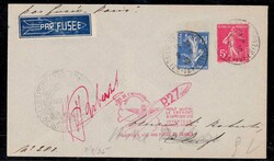 Le Treport, Raketenpost Beleg der Rakete "Paris P. 27" von Karl ...