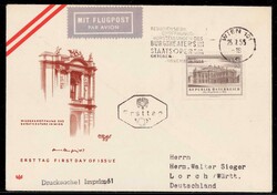 Wiedereröffnung des Burgtheaters Wien 25.7.1955. 2 Ersttagsbriefe.