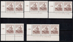 Österreich Bauwerke 1 S, 12 verschiedene Eckrandstücke mit ...