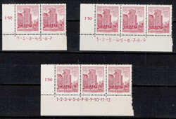 Österreich Bauwerke 1,50 S, 8 verschiedene Eckrandstücke mit ...