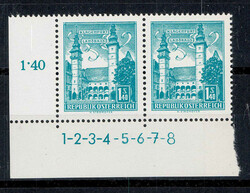 Österreich Bauwerke 1,40 S, 7 verschiedene Eckrandstücke mit ...