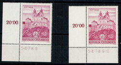 Österreich Bauwerke 20 S, 7 verschiedene Eckrandstücke mit ...