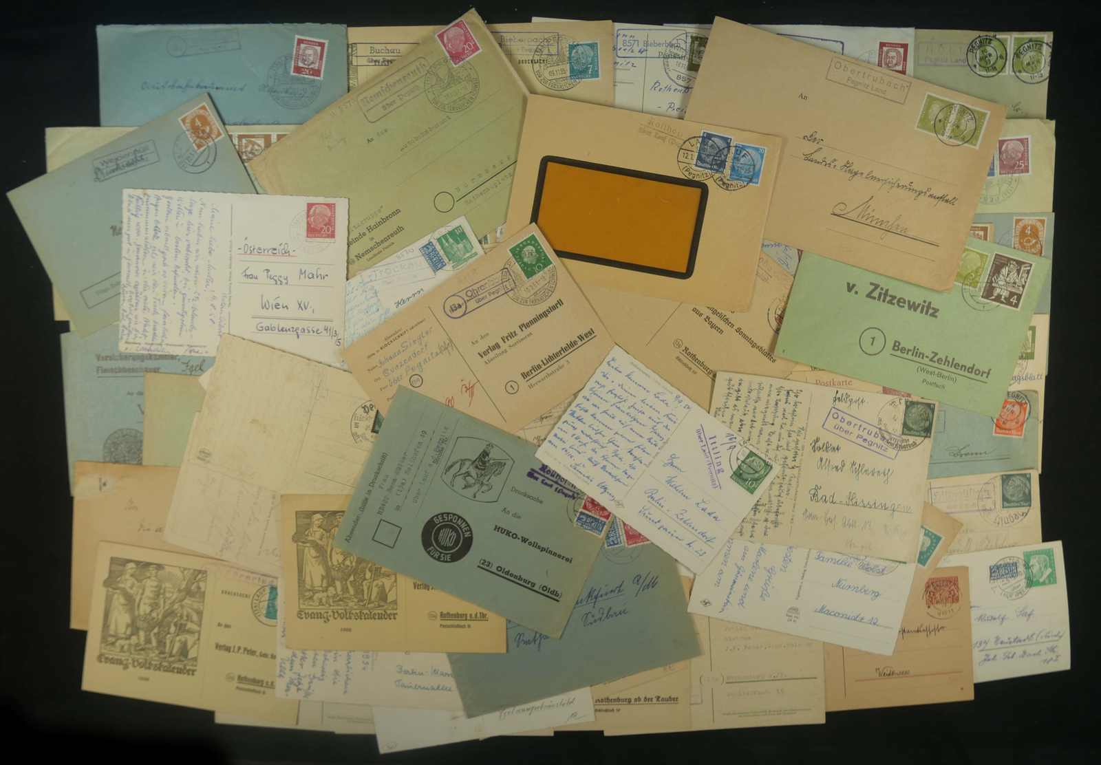 Heimatsammlung Pegnitz. Über 70 Belege mit Posthilfsstellenstempel. ...