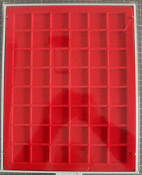 LINDNER MÜNZBOX "2148" - rote Münzeinlage mit 48 quadratischen ...