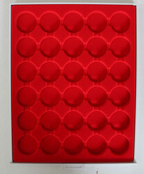 LINDNER MÜNZBOXEN "2537" 3x grau mit hellroter, runder Einteilung ...