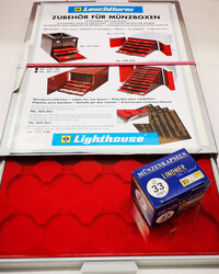 LEUCHTTURM MÜNZBOX 30 FÄCHER FÜR CAPS 33 (Best.335325), grau für ...