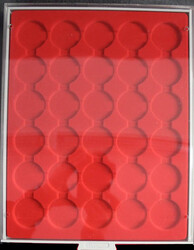 LINDNER Münzbox "2226" hellrot f. 30 Münzen in CAPS bis Ø 39,5 mm. ...