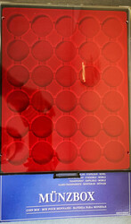 LINDNER Münzbox "2626" rauchglas dkl'rot f. 30 Münzen in CAPS bis ...
