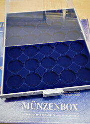 LINDNER Münzbox "2537M" marineblau f. 30 Münzen in CAPS bis Ø 37,5 ...