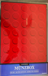 LINDNER Münzbox "2711" rauchglas dkl'rot f. 35 Münzen bis Ø 32,5 ...