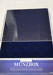 2x LINDNER Münzbox "2111M" marineblau f. je 35 Münzen bis Ø 32,5 ...