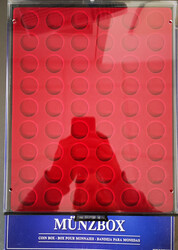 LINDNER Münzbox "2935" rauchglas dkl'rot f. 35 Münzen in CAPS bis ...