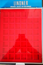 LINDNER Münzbox "2148" hellrot, quadratische Einlage f. 48 Münzen ...
