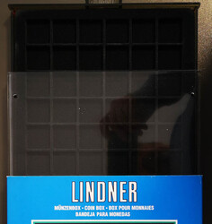 LINDNER Münzbox "2148C" schwarz, quadratische Einlage f. 48 Münzen ...