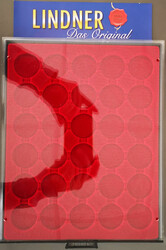 LINDNER Münzbox "2937" weinrot f. 30 Münzen in CAPS bis Ø 37,5 mm. ...