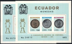 1974 Fußball-WM-Bl. gez. und ungez., postfr. Luxus  Untergebot bis ...