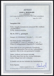 20 Pf (dkl´)violettblau m. extrem seltenem Aufdruckfehler "SAARGBIE ...