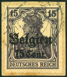 15 C a. 15 Pf Germania in bester Type a. Pracht-Bfstck. (winzigste ...