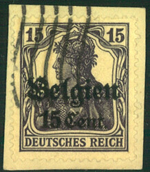 15 C a. 15 Pf Germania in bester Type a. Luxus-Bfstck. m. Wellenstpl. ...