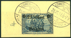 2 F 50 C a. 2 M Freimarke v. li.Rand a. Luxus-Bfstck. Löwen-Leuven m ...