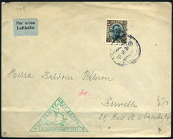 1931 Islandfahrt, Bf. (waagr. Faltbug unten) m. 2 Kr. Zeppelin v. ...