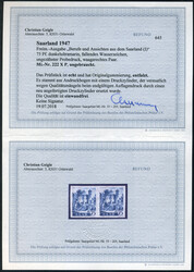 75 Pf dkl´ultramarin, Probedruck im waag. Paar, ungebr. Luxus, FB ...