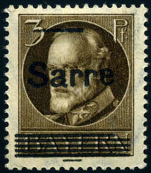 3 Pf Bayern-Sarre, selt. Abart "Gitterlinie re. verk?rzt", dazu noch ...