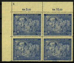 60+40 Pf Leipziger Messe im 4er-Bl. li.o.Ecke m. spiegelverkehrter Pl ...