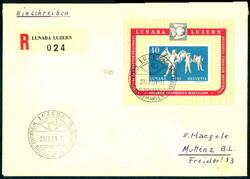 1951 LUNABA-Bl. a. R-Schmuck-FDC v. Luzern m. ESST n. Muttenz (AKS), ...