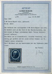 5 M Bayern-Sarre m. sehr seltener Aufdruckabart "fetter ...