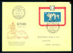 1951 LUNABA-Bl. a. Schmuck-FDC m. ?berlappendem ESST n. England, rs. ...