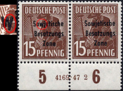 15 Pf Freimarke im UR-Paar m. HAN 4169.47 2 m. seltenem ...