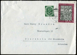 20+5 Pf Marienkirche m. 10 Pf Posthorn a. portoger. Auslandsbf. v. ...