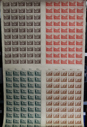 1946 Wiederaufbau Großbogen (gerollt) m. je 50 Marken, übl. Randmgl ...