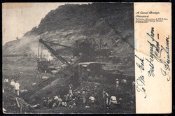 ANSICHTSKARTE vom Bau des Kanals m Schaufelradbagger, Kleinbahn u. ...