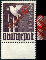 2 M Rotaufdruck v. Unterrand (hier Falzrest) m. seltenem ...