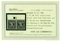 3 Pf AM-Post waagr. OR-Paar m. Passerloch u. Rechteck, postfr. Luxus ...